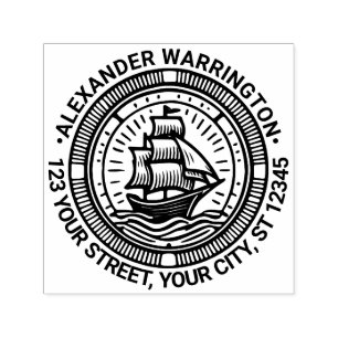 Clipper Ship Sailing Boat Name Return Address Self-inking Stamp
