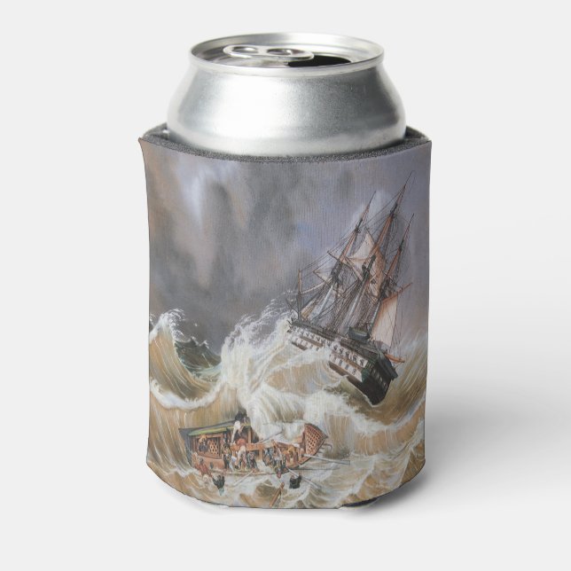 Clipper Ship Storm at Sea 1870s Can Cooler (Can Back)