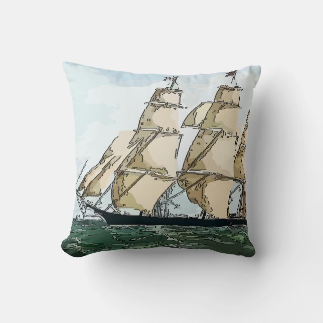 Clipper Ship Throw Pillow (Front)