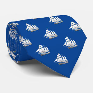 Clipper Ships On Blue Tie