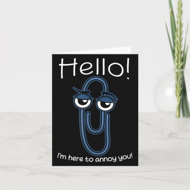 Clippy Paper Clip Funny Meme Page Note Sarcastic  Card (Front)