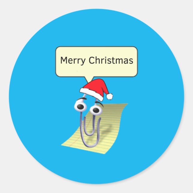 Clippy wishes you a merry Christmas Classic Round Sticker (Front)