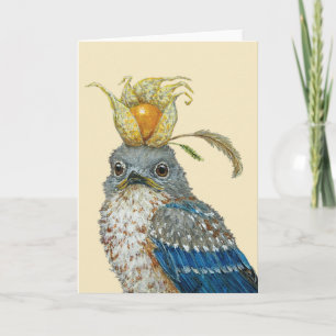 Clive the bluebird chick Folded Greeting Card