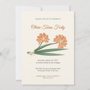 Clivia Bush Lily 40th Birthday Invitation