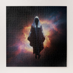 Cloaked Mystic Entity Hovering in Outer Space Jigsaw Puzzle