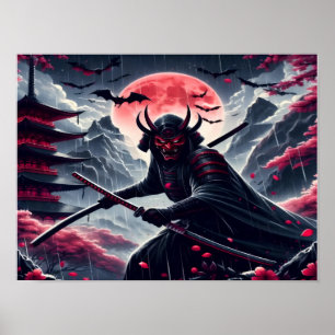Cloaked Oni Samurai Poster