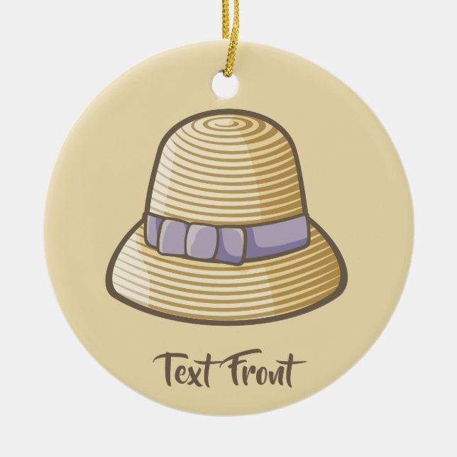 Cloche Hat Beige Ceramic Ornament (Front)