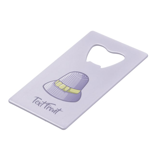 Cloche Hat Lilac Credit Card Bottle Opener (Front Angled)