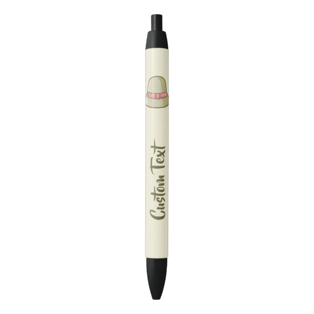 Cloche Hat Yellow Black Ink Pen (Front Vertical)