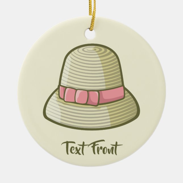 Cloche Hat Yellow Ceramic Ornament (Front)