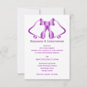 Cloches De Faire-part de mariage Violet Et Ruban