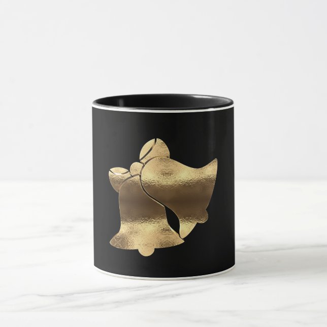 Cloches de Noël Black and Gold Festin Elegant Mug (Centre)