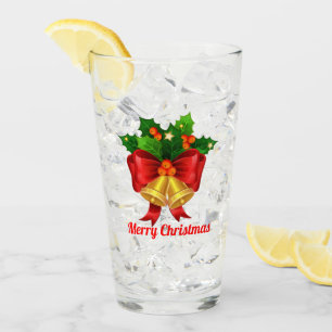 Cloches de Noël et ruban rouge Verre personnalisé