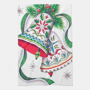 cloches de Noël rétro vintage serviette de cuisine