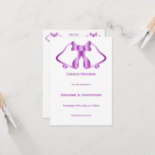 Cloches Et Ruban Du Programme De Mariage Violet