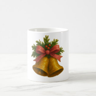 Clochettes de vacances dorées avec mug ruban rose