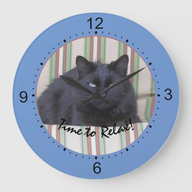 Clock - Black Cat on Cushions TEST4 (Front)