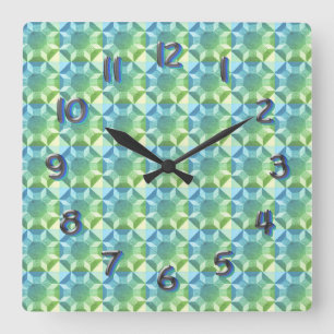 Clock - Blue and Green Quilt Pattern