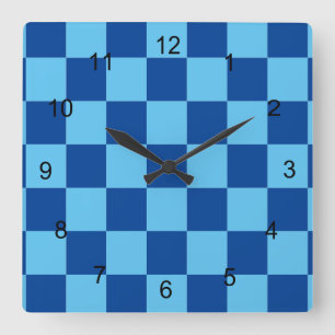Clock - Blue Chequerboard