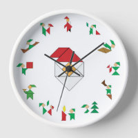 Clock –Christmas Elves & Santa Tangrams