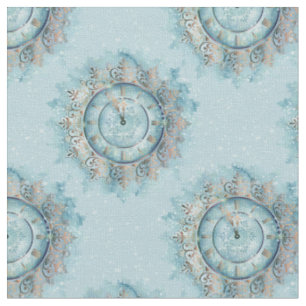 Clock Christmas Mandala Fabric