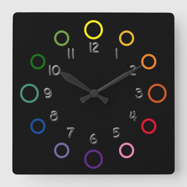 Clock - Colored Rings on Black (Front)
