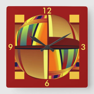 Clock -Colour World Pattern- Bright Rainbow Colour