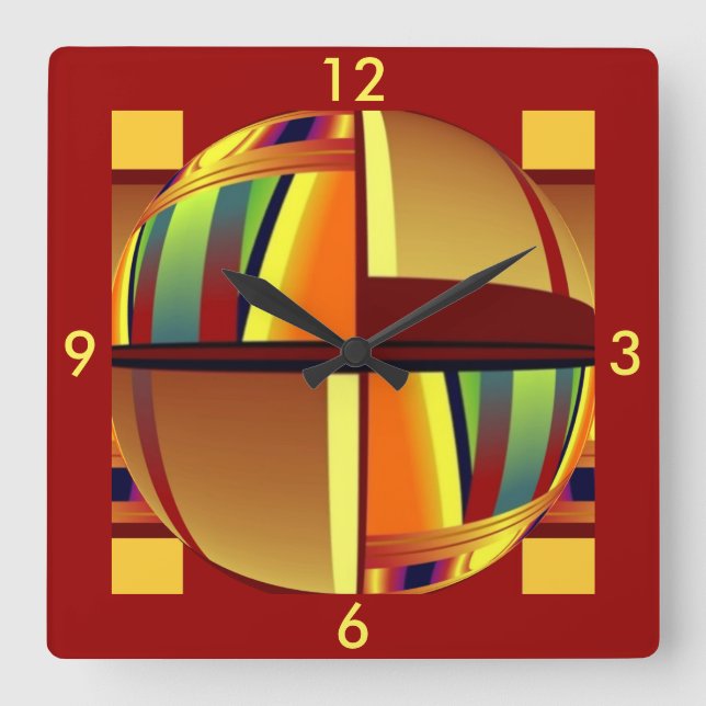 Clock -Colour World Pattern- Bright Rainbow Colour (Front)