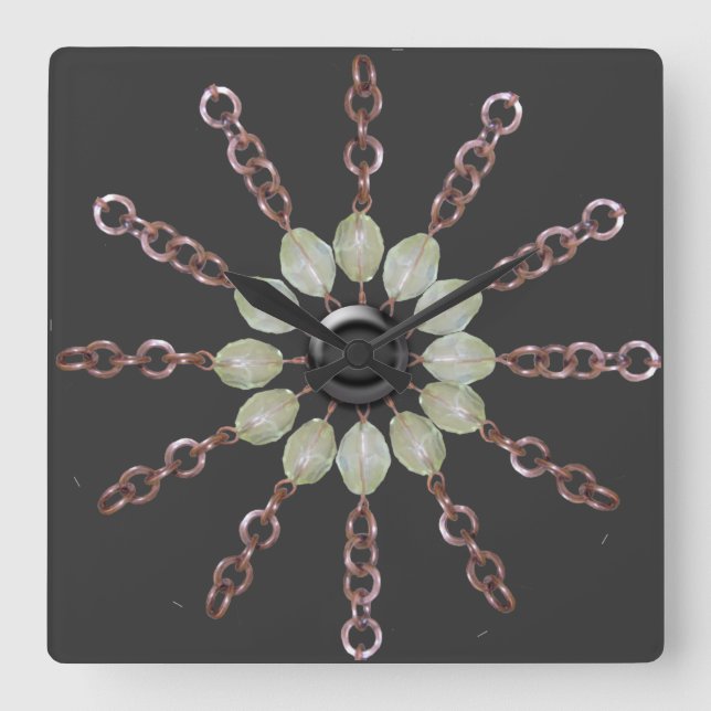 Clock - Copper Chain and Glass Beads (Front)