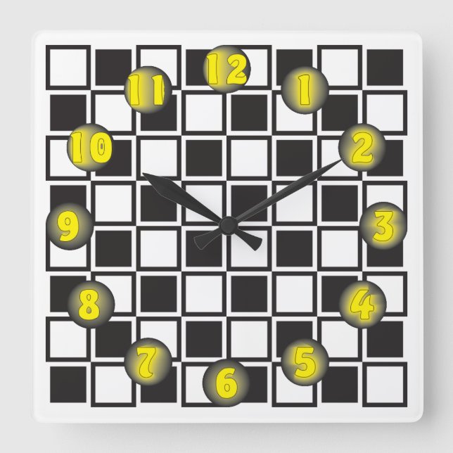 clock dial yellow black discs chess like (Front)