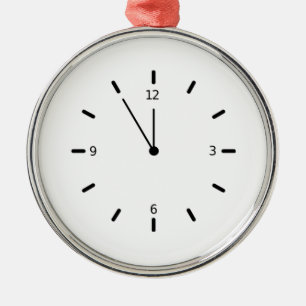 Clock Displaying Time Metal Ornament