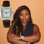 Clock Face Add Photo Art Square Leather Strap Watch<br><div class="desc">Personalize it with your photo,  artwork,  or business logo when you replace the image with your own. Edit it using the Design Tool to resize or crop the image or add text. For questions or help,  send a message.</div>