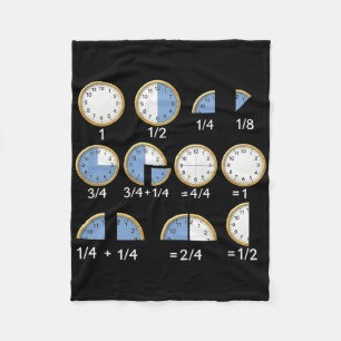 Clock Face Math Fraction Ck To School Teacher Stud Fleece Blanket