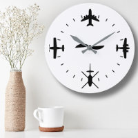 Clock Face with Airplane icons Cool Pilot Aviation