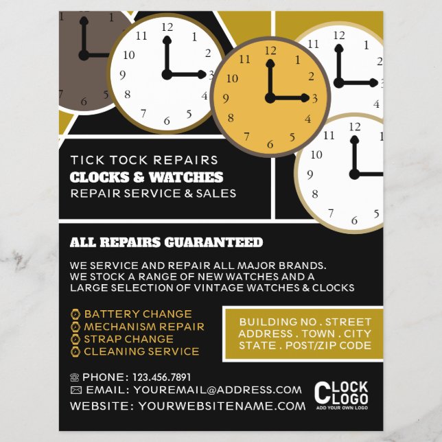 Clock Faces, Horologist Advertising Flyer (Front)
