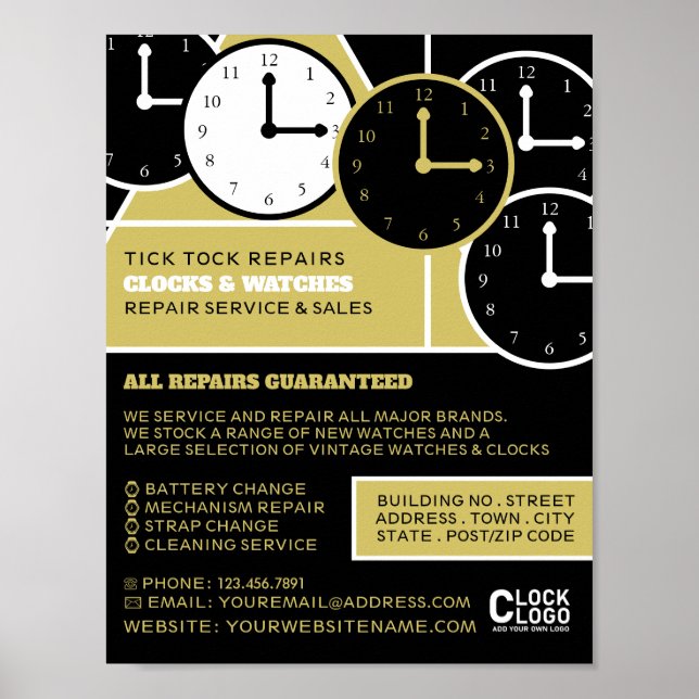 Clock Faces, Horologist Advertising Poster (Front)