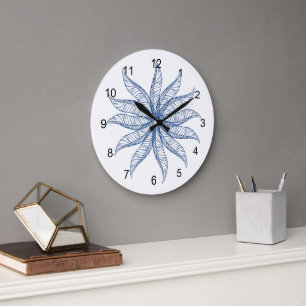 Clock - Feather Blossom in Blue