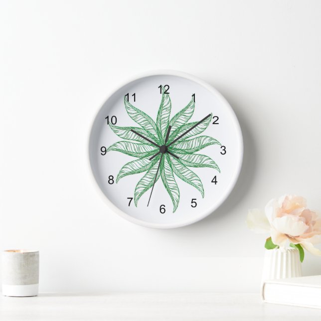 Clock - Feather Blossom in Green (Home)