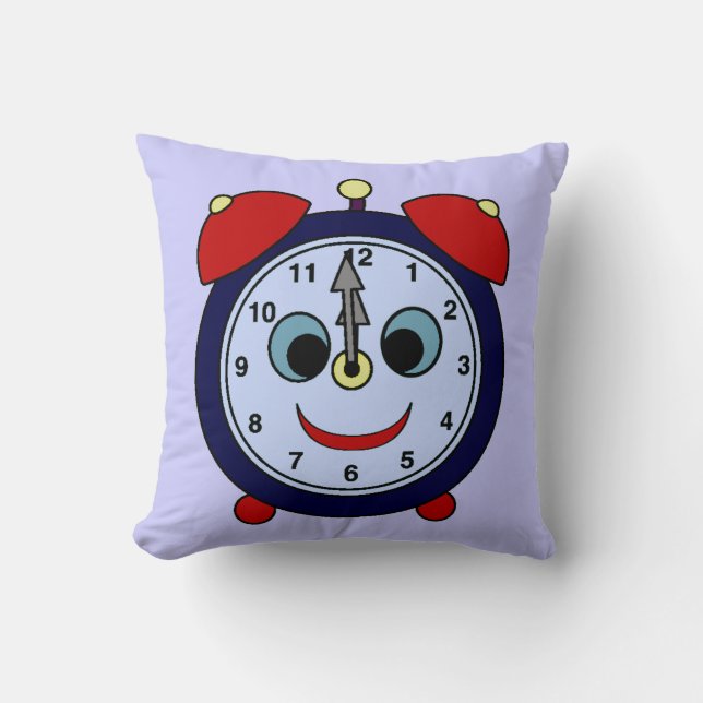 Clock for Kids Throw Pillow (Front)
