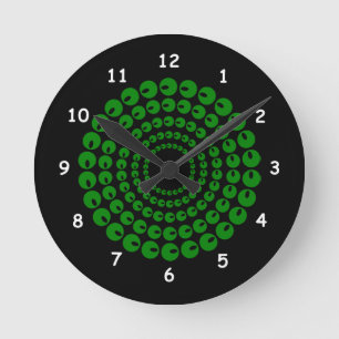 Clock - Green Concentric Circles of Beads on Black