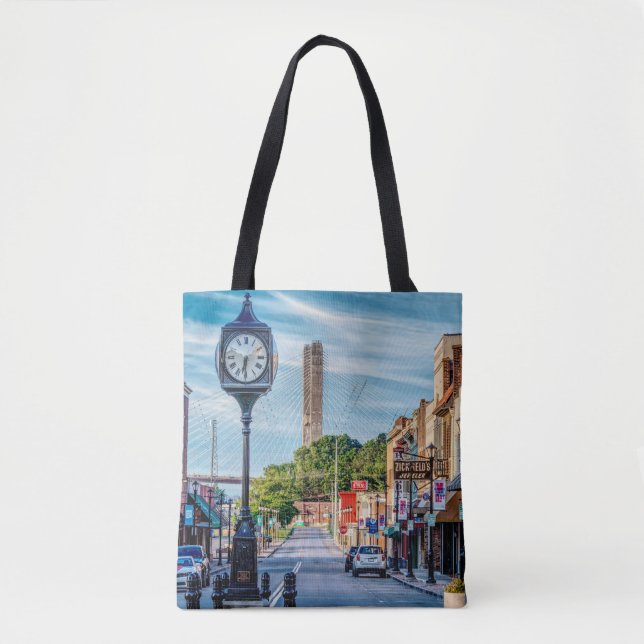 Clock In Downtown Cape Girardeau Tote Bag (Front)