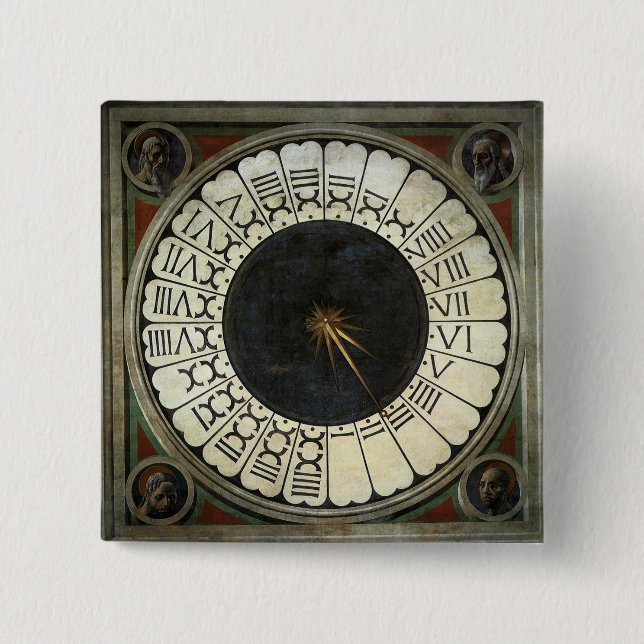 Clock in the Duomo by Paolo Uccello 2 Inch Square Button (Front)
