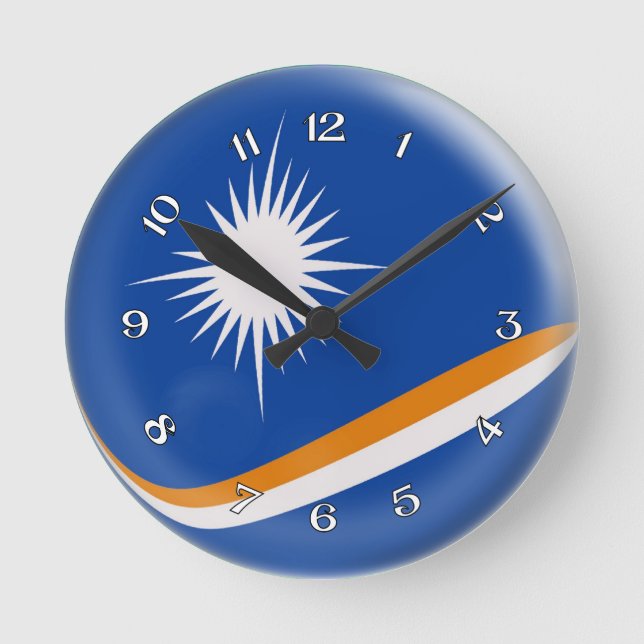 Clock Marshall Island flag Bubble Design (Front)