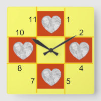 Clock - Patchwork (red heart)