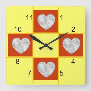 Clock - Patchwork (red heart)