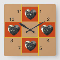 Clock - Pet patchwork (red heart)