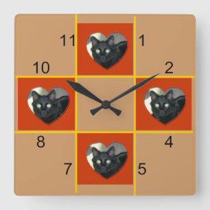 Clock - Pet patchwork (red heart)
