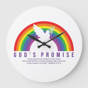 Clock Rainbow God's Promise w/Dove Genesis Script
