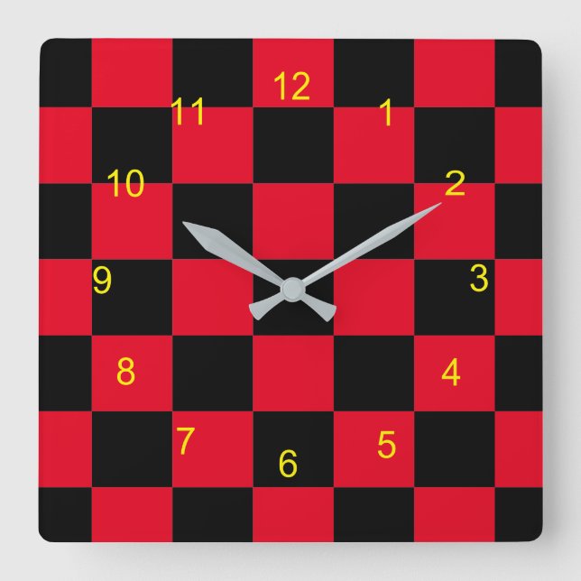 Clock - Red and Black Chequerboard (Front)
