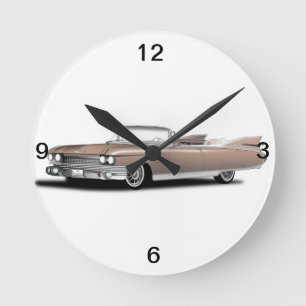 clock, retro car, cadillac round clock